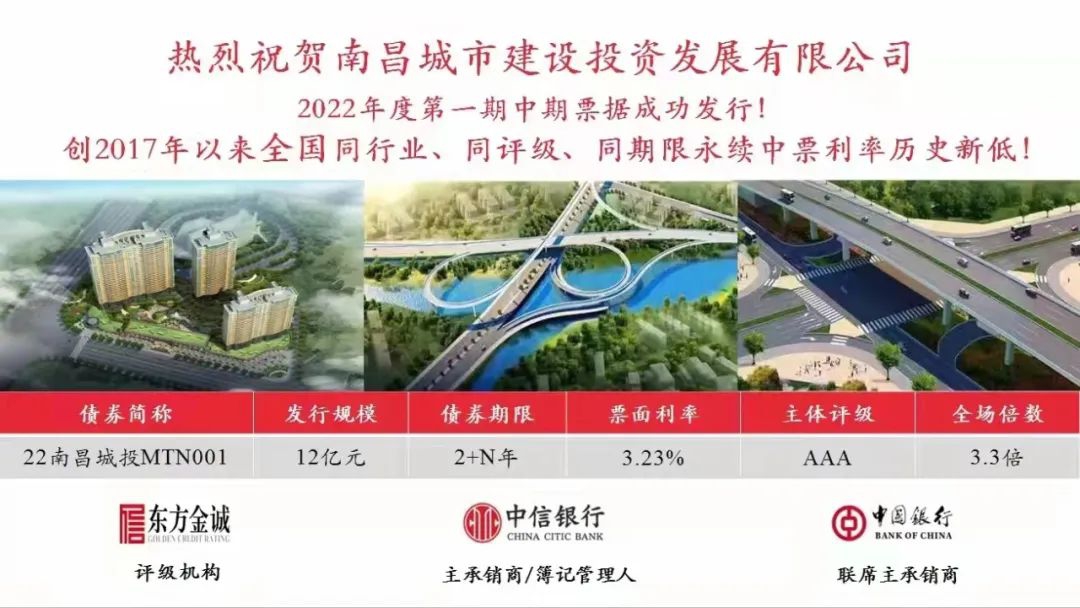2022首戰(zhàn)告捷！南昌城投集團(tuán)成功發(fā)行12億元中期票據(jù)